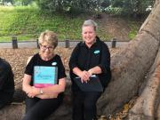 Kiama  carols, Ingrid and Sue waiting to perform... love that performance folder!